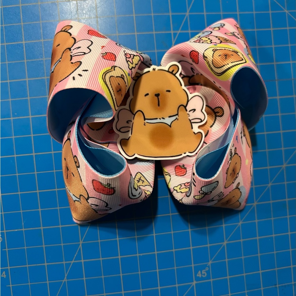 Cute Bear Print Hair Bow for Kids